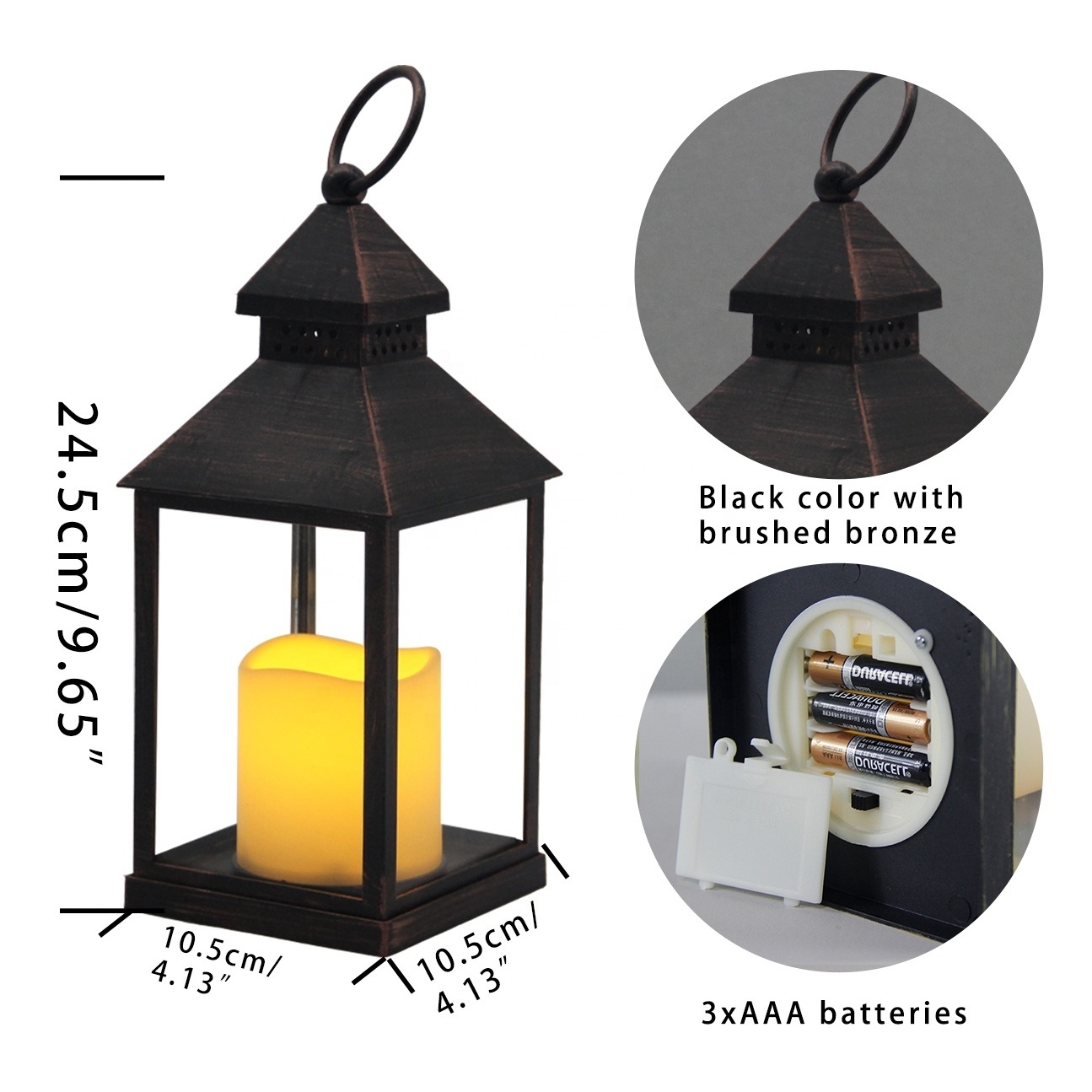 Plastic high quality battery operated LED small candle Lantern holder for home decor