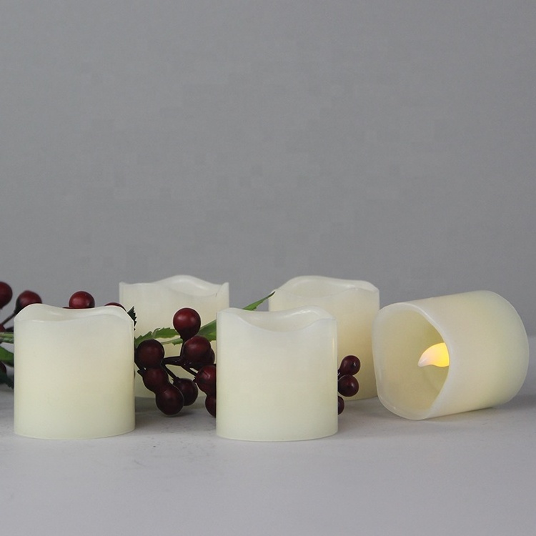 High Quality Ivory Real Wax Pillar Tealight Flickering Flameless & LED Candles for Home Decor