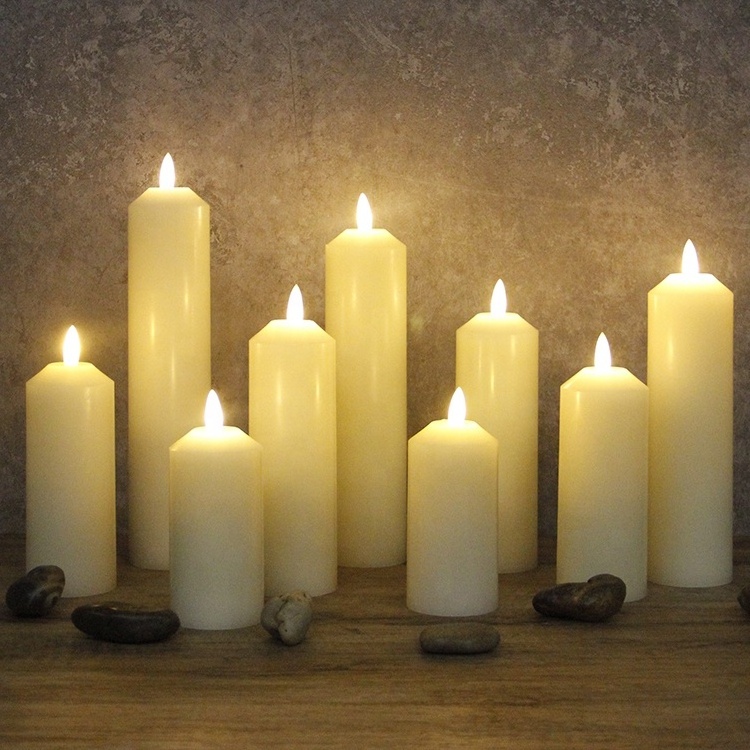 Home Decoration  Ivory Real Wax Battery Operated Flameless Slim pillar Mini led electric candle