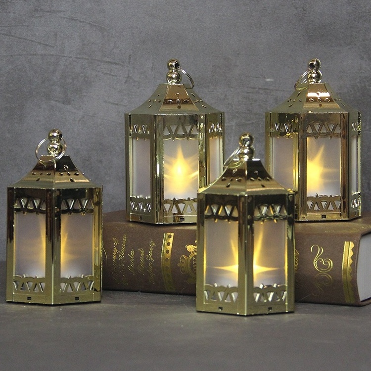 Home decor metallic moroccan plastic mini tea light new decorative flameless candle holder lanterns for wedding