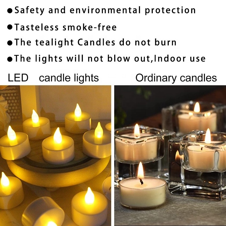 Mini Led Tea Light Candle Wholesale Set of 4 Plastic Flickering Flame Battery Operated White Home Decoration Pillar Flameless