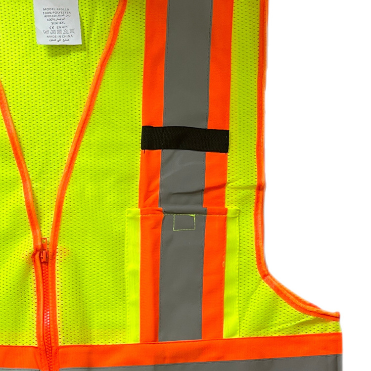 Cheap green orange adult security surveyor reflective working safety vest with 3 reflective stripes