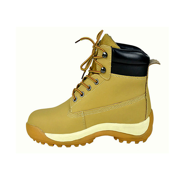 Wholesale oil water resistant steel toe safety shoes hi cut cow safety boots men work boots leather brown