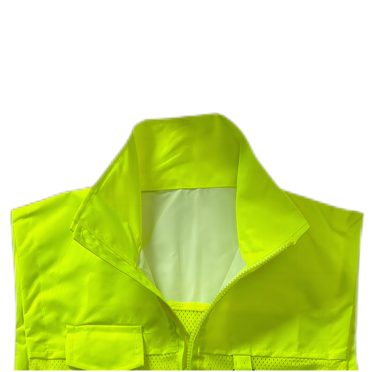 Safety vest high visibility reflective series mesh with zipper and pockets