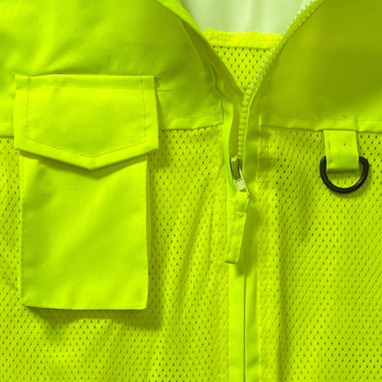 Safety vest high visibility reflective series mesh with zipper and pockets