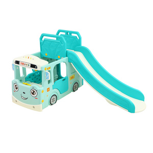 Hot Selling HDPE Children Bus Theme Slide and Swing Set  for Indoor Amusement Park