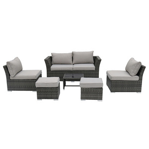 Modern Grey Wicker Rattan Sofa Set Space-Saving Design for Outdoor and Hotel Use New Patio Furniture for Garden