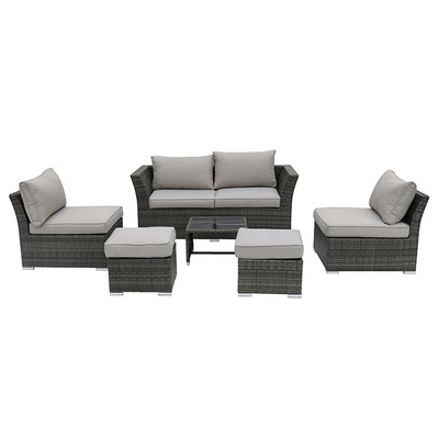 Modern Grey Wicker Rattan Sofa Set Space-Saving Design for Outdoor and Hotel Use New Patio Furniture for Garden