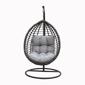 Custom color Courtyard wicker rattan outdoor indoor garden egg swing chair hanging chair with metal bracket