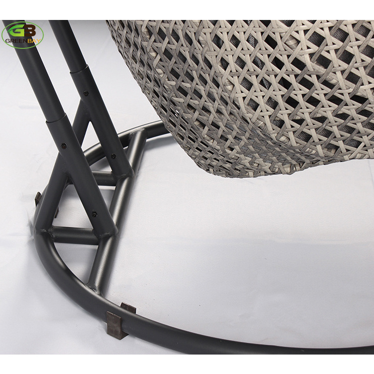 Double outdoor  egg garden chair luxurious swing chair hanging rattan with stand 2 seater hanging chair