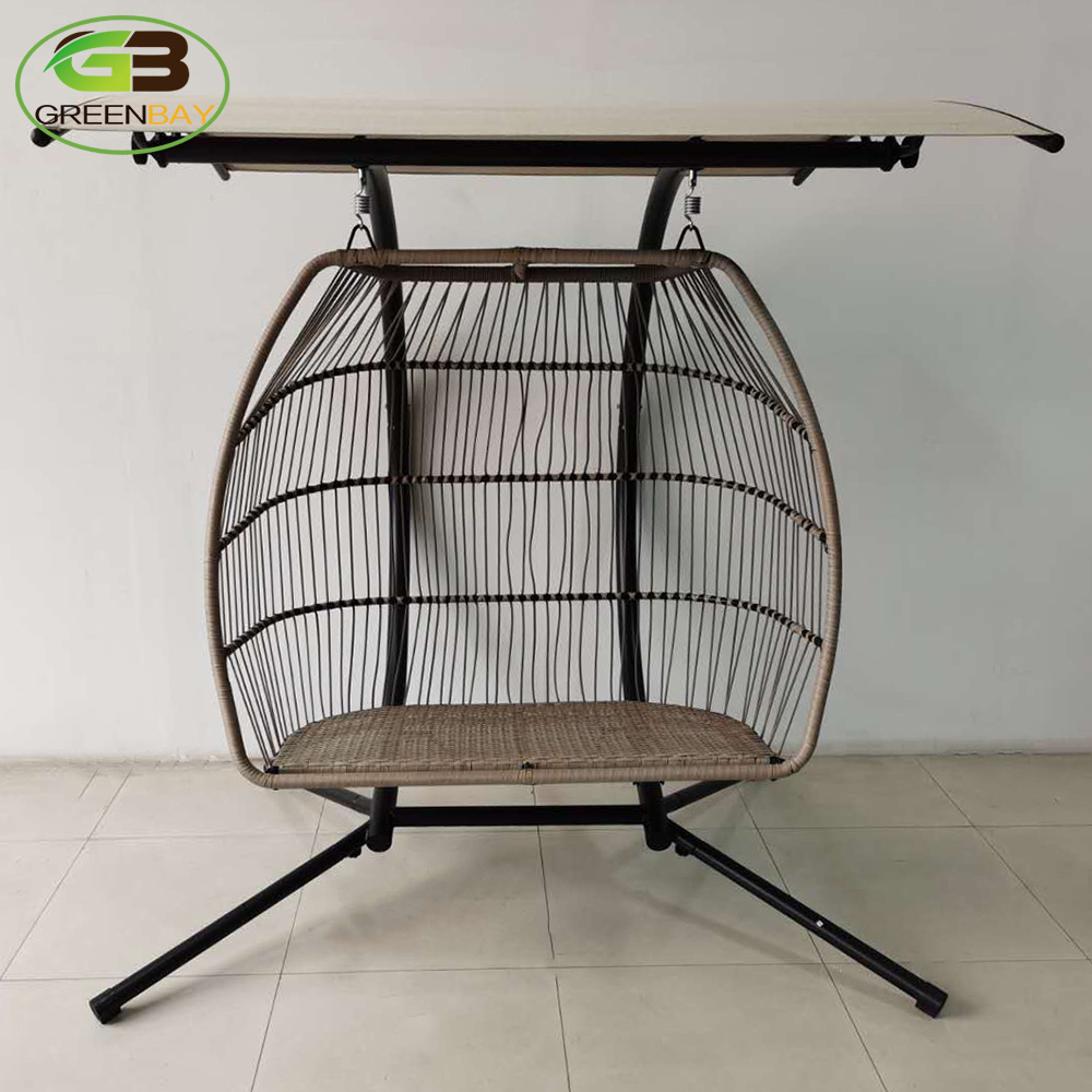 Wholesale high quality indoor and outdoor rattan garden egg swing chair 2 seater swing