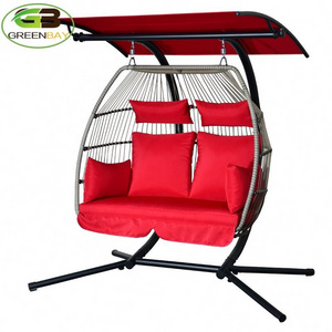 Wholesale high quality indoor and outdoor rattan garden egg swing chair 2 seater swing