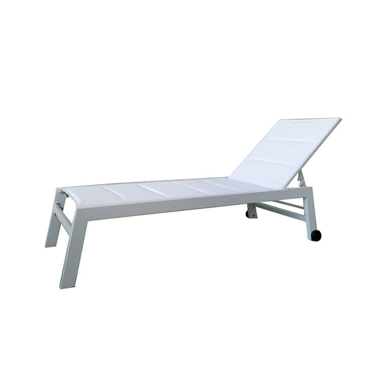 Fold up swimming pool easy move sun bed with wheel outdoor aluminum chair poolside padded beach sun loungers