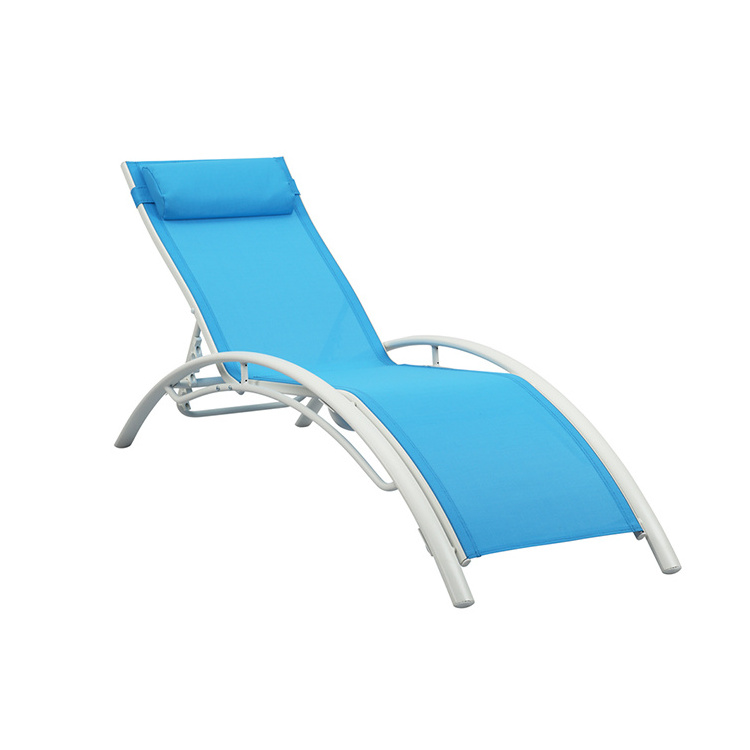 Swimming pool chair beach bed sun lounger beach white aluminium outdoor lounge chair