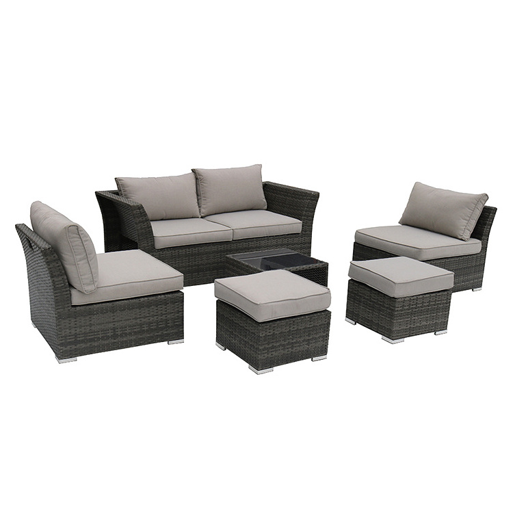 Modern Grey Wicker Rattan Sofa Set Space-Saving Design for Outdoor and Hotel Use New Patio Furniture for Garden