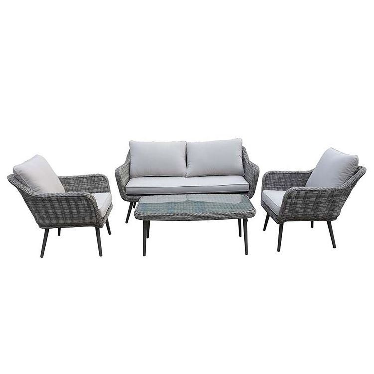 France market hot sell 4 Seater Sofa Set 2 seater sofa loveseat plastic wicker taper legs   garden rattan chair sofa set