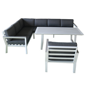 Modern 7 Seater Aluminum Corner Sofa Set for Outdoor Garden Backyard or Villa for Hotel and Park Exterior with Arm Sofa