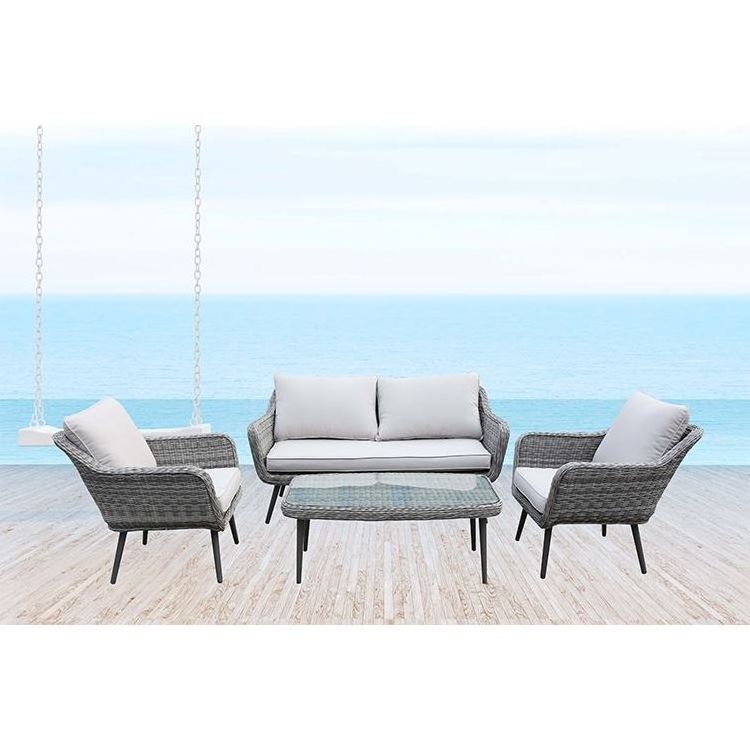 France market hot sell 4 Seater Sofa Set 2 seater sofa loveseat plastic wicker taper legs   garden rattan chair sofa set