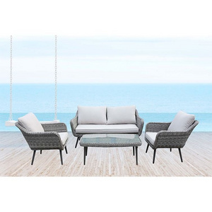 France market hot sell 4 Seater Sofa Set 2 seater sofa loveseat plastic wicker taper legs   garden rattan chair sofa set