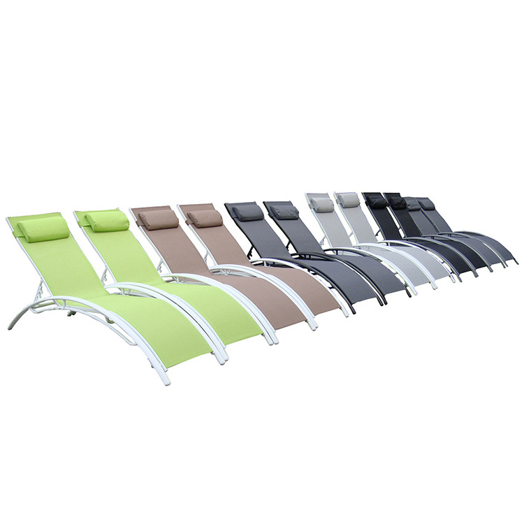 Swimming pool chair beach bed sun lounger beach white aluminium outdoor lounge chair