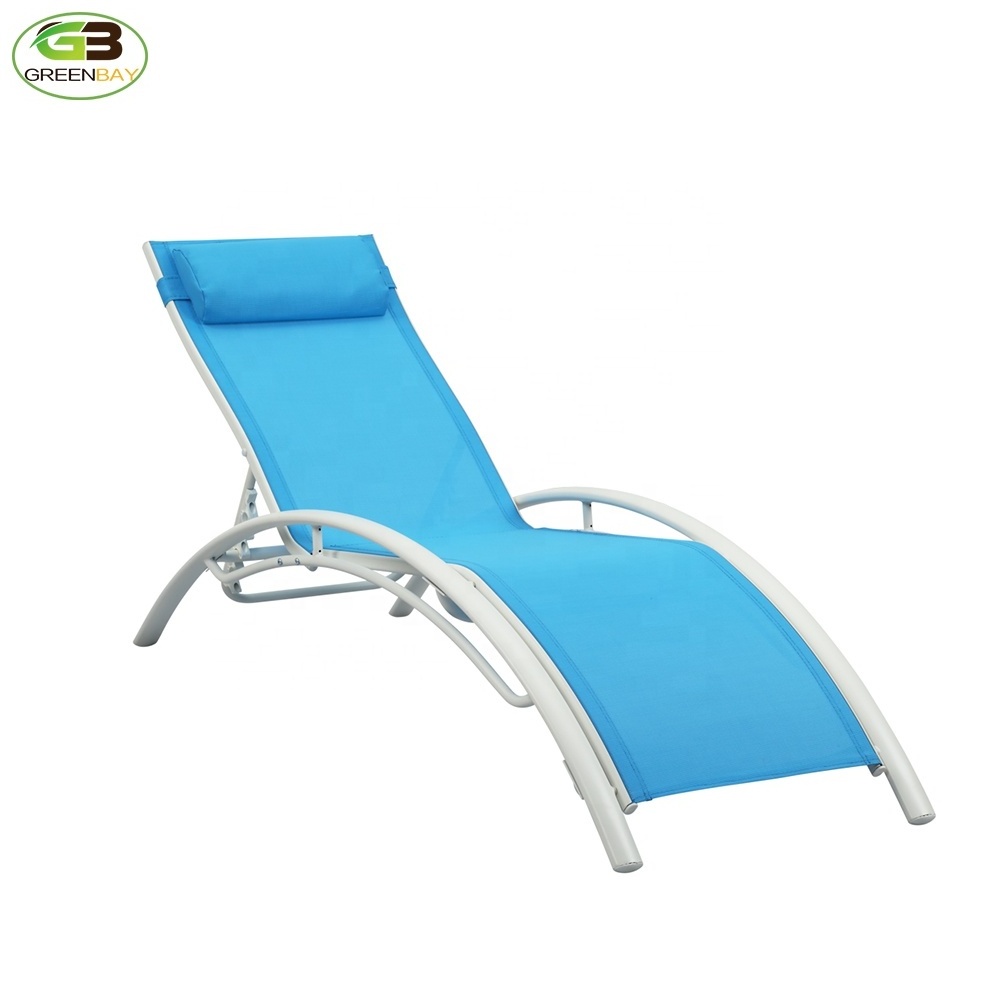 easy carry Outdoor Pool Garden Sun Foldable back  Folding Sling Adult Beach  lounger sunbed with wheels