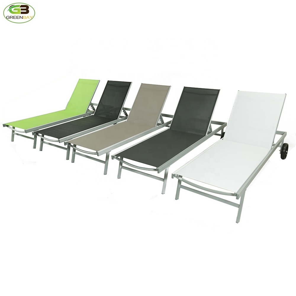 easy carry Outdoor Pool Garden Sun Foldable back  Folding Sling Adult Beach  lounger sunbed with wheels