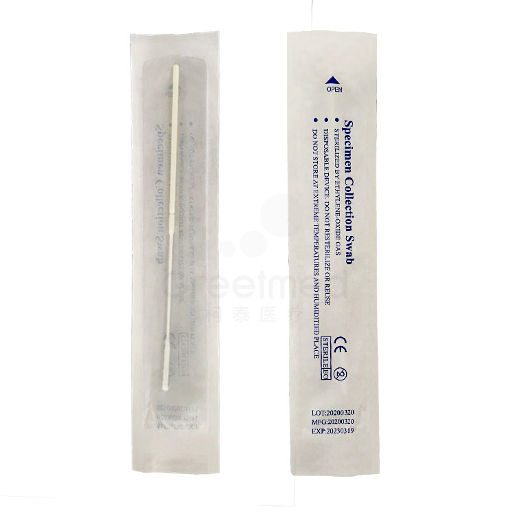 Medical cotton swab stick test kit flocked nasopharyngeal swab disposable sampling specimen collection throat oral nasal swab