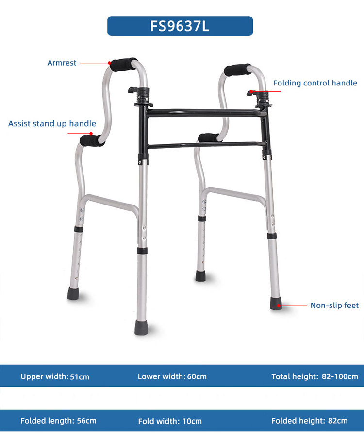 Walker aluminum foldable standing mobility walking aids for disabled elderly adult