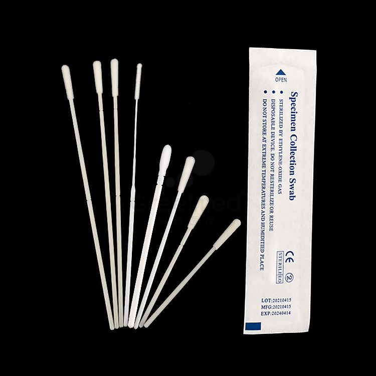 Medical cotton swab stick test kit flocked nasopharyngeal swab disposable sampling specimen collection throat oral nasal swab