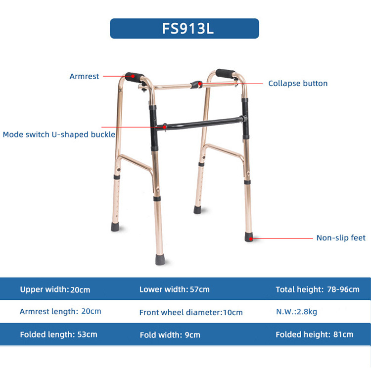 Walker aluminum foldable standing mobility walking aids for disabled elderly adult