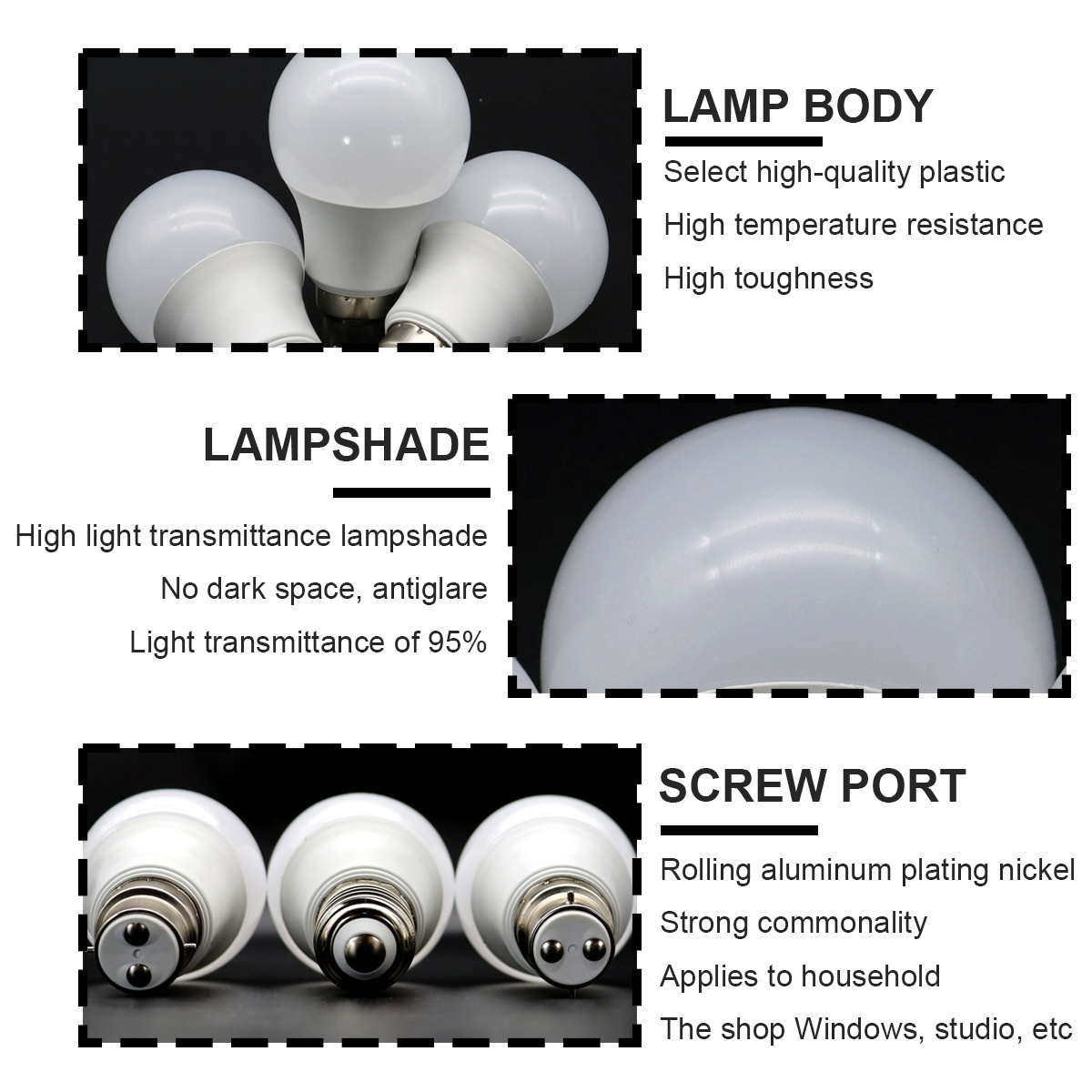 LED High Brightness High Lumen A60 E27/B22 12W 220V Warm White Light No Flicker Bulb for Home Bedroom