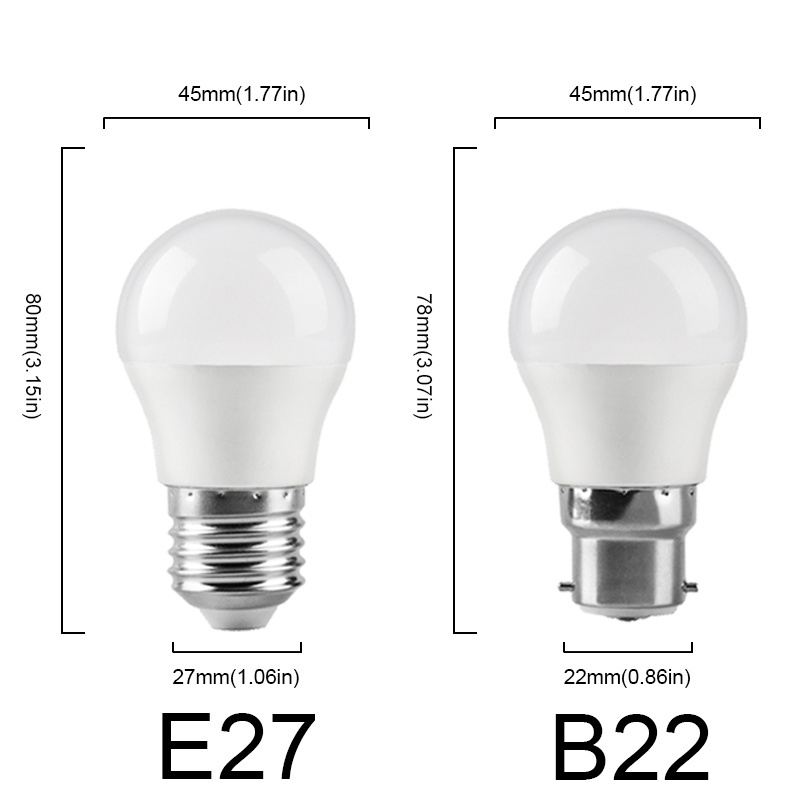 LED Mini Bulb G45 AC/DC 12V-48V 3W 5W E27 B22 for Residential Solar Lighting Cold White