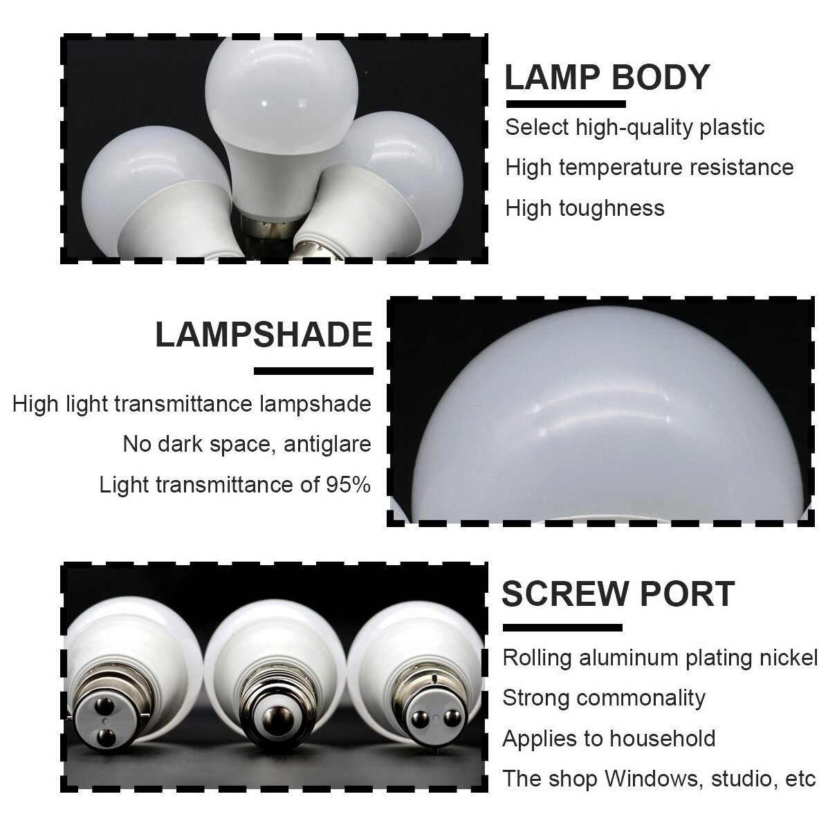 LED High Lumen A60 E27/B22 15W 220V 3000K 4000K 6000K Light No Flicker Bulb Wholesale for Home Bedroom