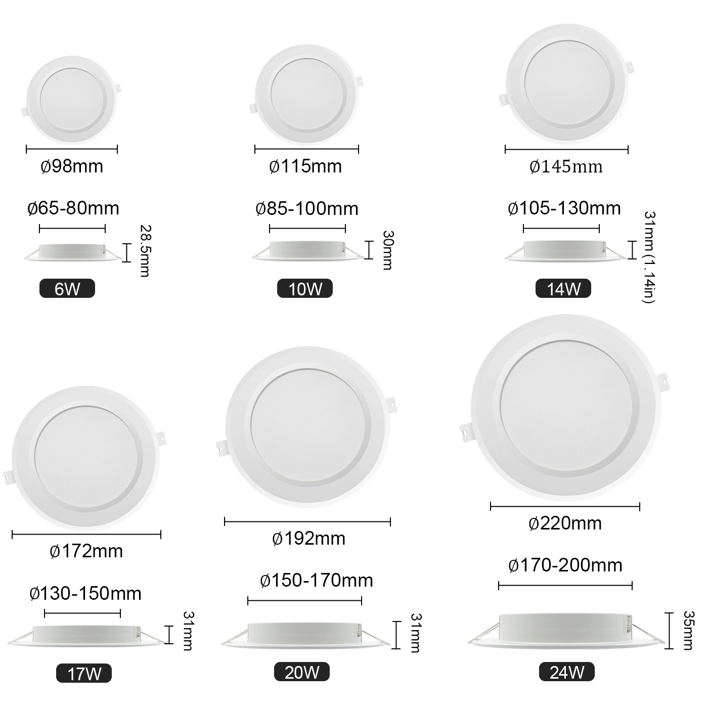 LED energy saving No filcker warm white cold light 10W Downlight AC100-240V bulb 3000K/4000K/6000K for Indoor Lighting