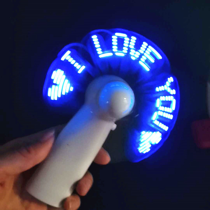 New Cheapest Electric Mini Portable Handy Led Custom Message Battery Programmable Led Display Cooling Handheld Fan