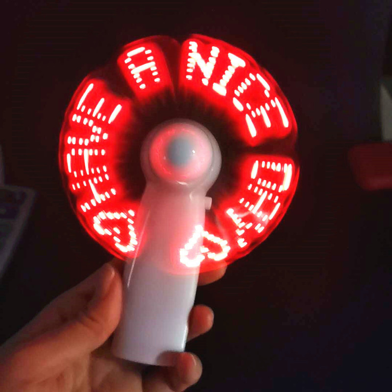 New Cheapest Electric Mini Portable Handy Led Custom Message Battery Programmable Led Display Cooling Handheld Fan