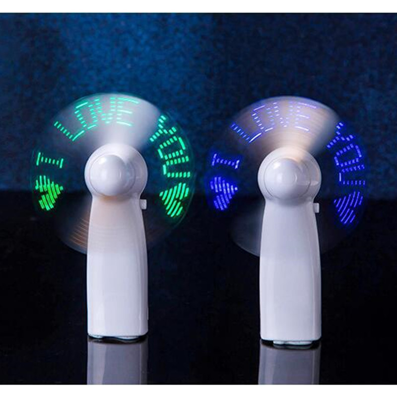 New Cheapest Electric Mini Portable Handy Led Custom Message Battery Programmable Led Display Cooling Handheld Fan