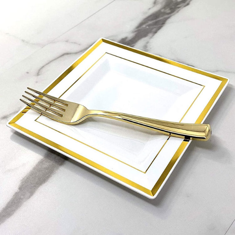 Design OEM Plastic Custom Glass Tableware Decorative Plastic Square Disposable Dinner Plate