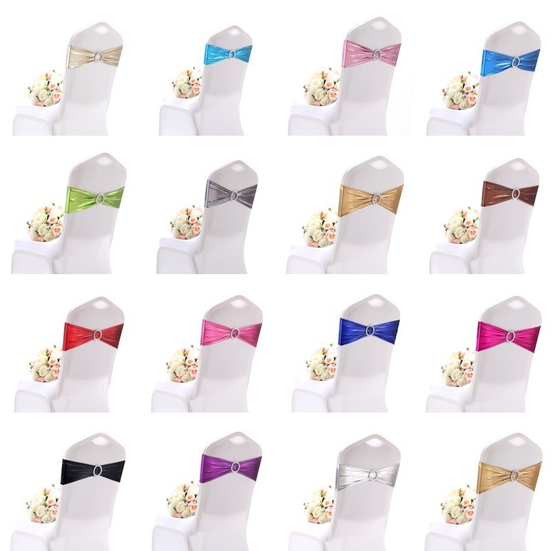 16 colors Gold Silver Stretch Satin Chair Sashes Bows Chair Ribbon Washable Banquet Chair Protector for Wedding Event