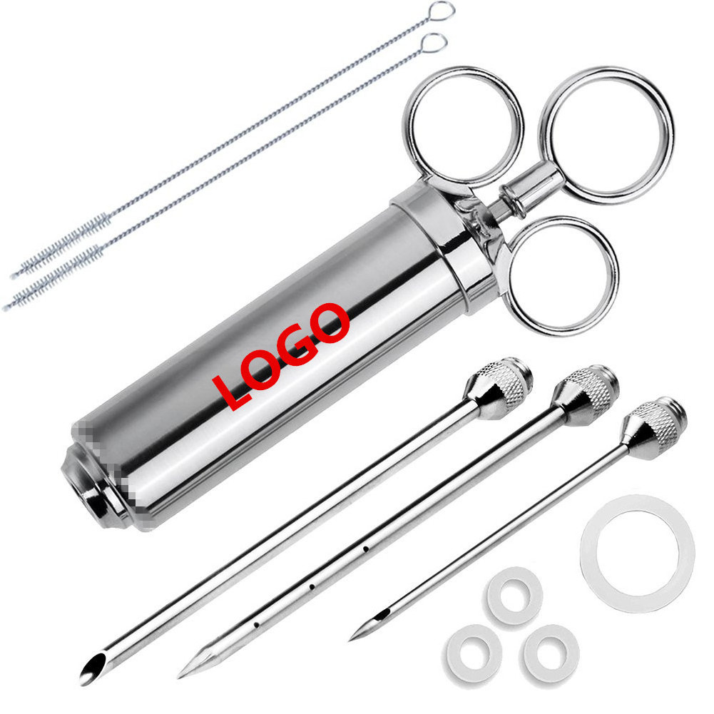 Meat Injector Syringe for Smoking with 4 Marinade Flavor Food Injector Needles