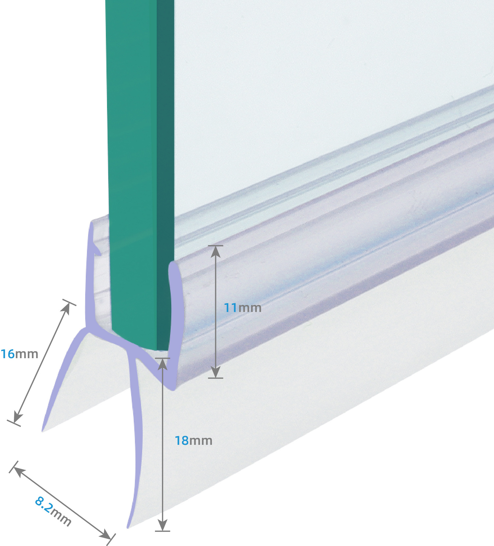 Factory Supply Customization  6 8 10mm Shower Room Waterproof Super Clear Transparent PVC Sealing Strips For Bottom Glass