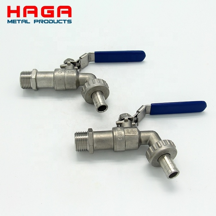 Outdoor Garden Washing Machine Brass Hose Bibcock Water Garden Tap Stainless Steel 1/4'' ball valve