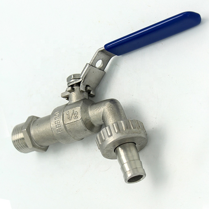 Outdoor Garden Washing Machine Brass Hose Bibcock Water Garden Tap Stainless Steel 1/4'' ball valve