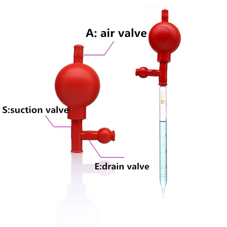 HAIJU LAB Chemical Resistant Rubber Filler With 3 Valves For Suction Pipette Filler