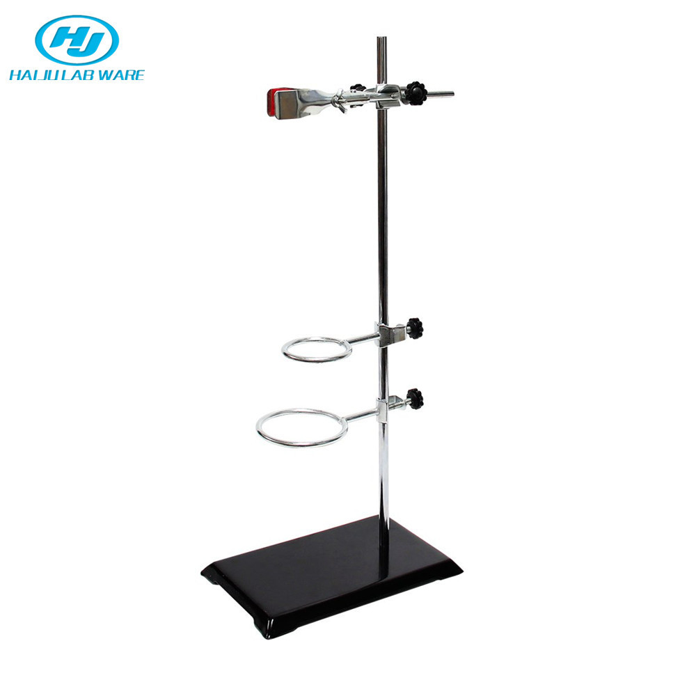 HAIJU LAB  Chemistry Laboratory Stand Set with Support Stand, 2 Retort Rings, Rod and Flask Clamp