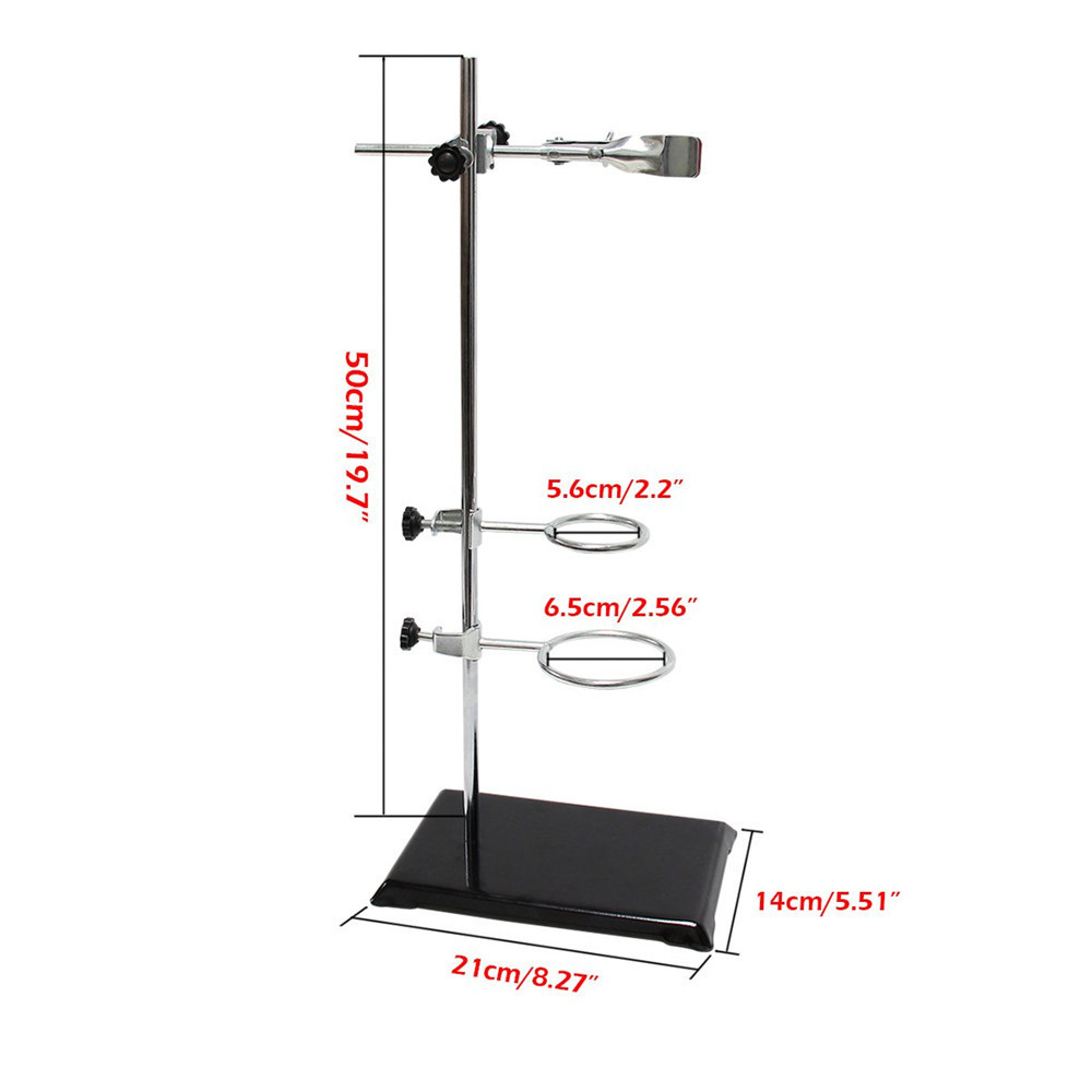 HAIJU LAB  Chemistry Laboratory Stand Set with Support Stand, 2 Retort Rings, Rod and Flask Clamp