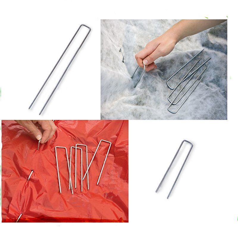 Garden staples/u shaped turf nails/turf pins 15cm metal u shaped garden securing pegs sod staples