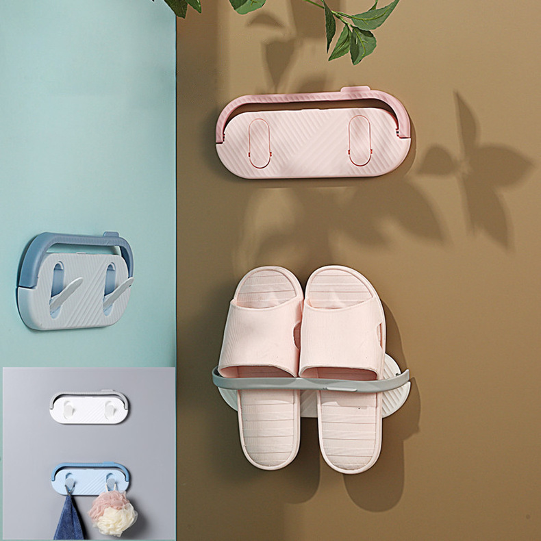 Bathroom Slipper Shoe Rack Waterproof Hanging Plastic Shelf Wall Mounted  Shoe Holder