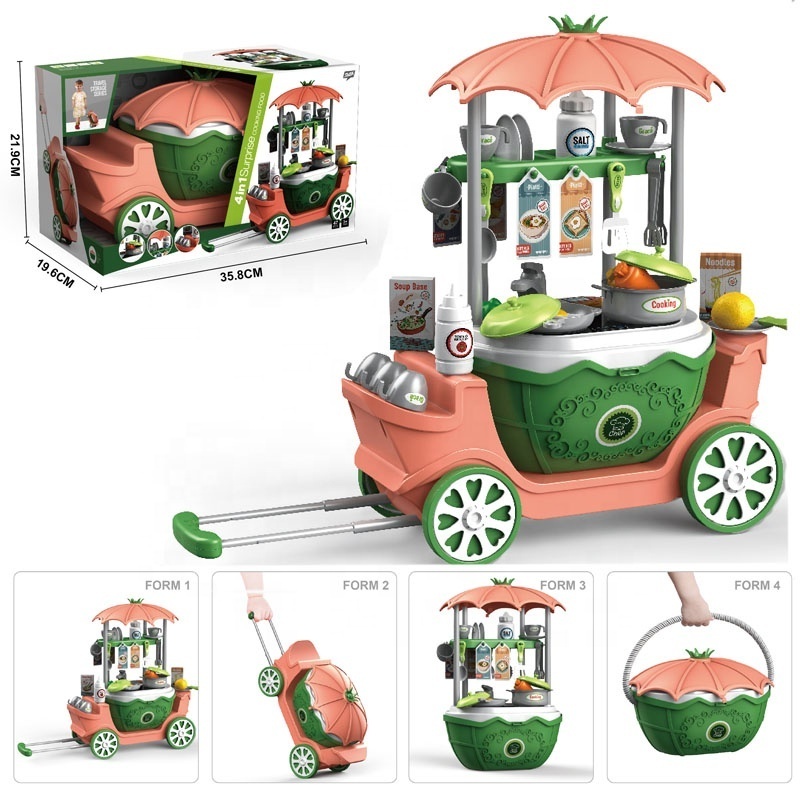 4 in 1 Cooking Food Kitchen Car Pretend Play Set Toys For Kids