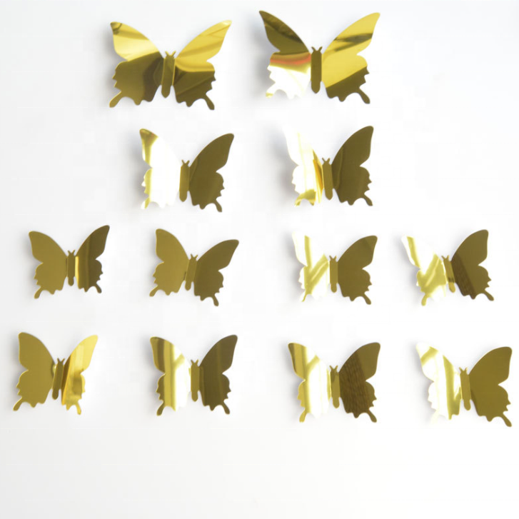 12 Pieces DIY Mirror Combination 3D Butterfly Wall Stickers Decals Home Decoration